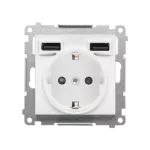 Simon 55 WMDW-001113-111 Gniazdo schuko z zintegrowaną ładowarką 2xUSB A (moduł), 2.1 A, 5 V DC, 230 V; Biały mat