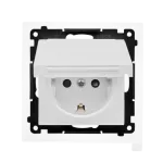 Simon 55 WMDW-321102-114 Gniazdo Schuko do wersji IP44 z przesłonami z uszczelką ramki (moduł) 16 A, 250 V~, szybkozłącza. Klapka w kolorze pokrywy; Jasnoszary mat