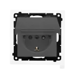 Simon 55 WMDW-321102-116 Gniazdo Schuko do wersji IP44 z przesłonami z uszczelką ramki (moduł) 16 A, 250 V~, szybkozłącza. Klapka w kolorze pokrywy; Grafitowy mat