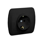 Simon Akord WMAW-42110X-Y012 Gniazdo wtyczkowe z uziemieniem typu Schuko, 16A, 250V~, zaciski śrubowe; czarny mat