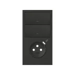 Simon 100 W100-10020253X-238 Panel 2-krotny pion: 2 klawisze + gniazdo z zintegrowaną ładowarką USB C; czarny mat