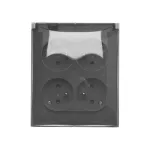 Simon Aquaclick WA-CGZ4CZx-xx-18Ax Gniazdo wtyczkowe natynkowe, 4-krotne z uziemieniem, klapka transparentna z przesłonami torów prądowych, IP44, Σ16A, 250V~, szybkozłącza; ciemnoszary