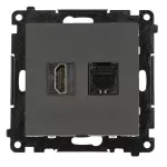 Simon 55 WMDA-P95X10-116 Gniazdo HDMI 2.1 + RJ45 kat.6. (moduł); Grafitowy mat