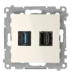 Simon 54 WMDH-0XXXX3-041 Gniadzo HDMI 1,4 + USB 3.0; kremowy
