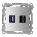 Simon 54 WMDH-0XXXX3-043 Gniadzo HDMI 1,4 + USB 3.0; srebrny mat