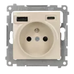 Simon 54 WMDW-001114-041 Gniazdo wtyczkowe z zintegrowaną ładowarką USB C+A (moduł), 2.1 A, 5 V DC, 230 V; kremowy