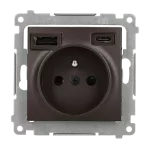 Simon 54 WMDW-001114-046 Gniazdo wtyczkowe z zintegrowaną ładowarką USB C+A (moduł), 2.1 A, 5 V DC, 230 V; brąz mat