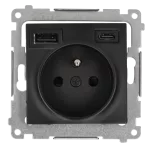 Simon 54 WMDW-001114-049 Gniazdo wtyczkowe z zintegrowaną ładowarką USB C+A (moduł), 2.1 A, 5 V DC, 230 V; czarny