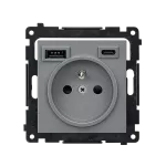 Simon 55 WMDW-001114-116 Gniazdo wtyczkowe z zintegrowaną ładowarką USB C+A (moduł), 2.1 A, 5 V DC, 230 V; Grafitowy mat