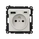 Simon 55 WMDW-001114-143 Gniazdo wtyczkowe z zintegrowaną ładowarką USB C+A (moduł), 2.1 A, 5 V DC, 230 V; Aluminium mat
