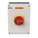 P3-80/I5-SI/HI11 Rozłącznik ZAŁ-WYŁ, 3 bieg.+1NO+1NC, 80A, w obudowie IP65, pokrętło czerwono-żółte z blokadą na kłódkę, tabliczka "Safety Switch"