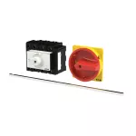 P3-80/M4/SVB/N/HI11 Rozłącznik główny, 3 bieg.+N+1NO+1NC, 80A, funkcja awaryjnego zatrzymania, blok. na kłódkę w pozycji Wył., z 400 mm metalową osią, montaż rozłączny, pokrętło czerwono-żółte z blokadą na kłódkę