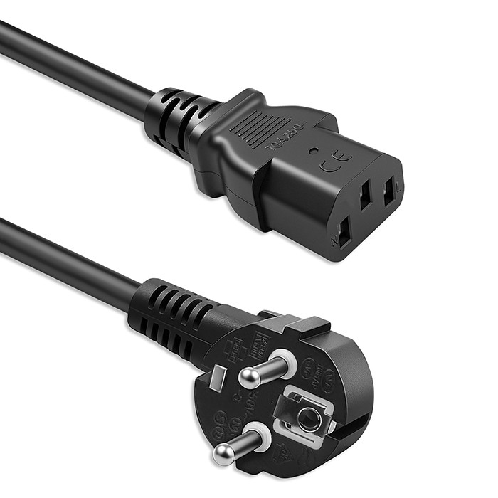 Qoltec  Kabel zasilający | wtyczka kątowa SCHUKO CEE 7/7 (E/F) | IEC C13 | 3x0.75mm² | Czysta miedź Cu | 2m