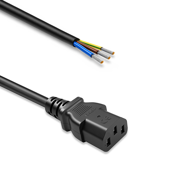 Qoltec Kabel zasilający IEC C13 | odizolowany lutowany | Czysta miedź Cu | 3x0.75mm² | 0.5m