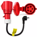 Qoltec Adapter siłowy do ładowarek EV | gniazdo CEE 32A 5P | Przejściówka 400V na SCHUKO 230V | max 16A | 3.5 kW 