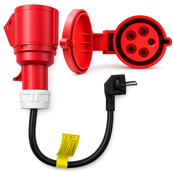 Qoltec Adapter siłowy do ładowarek EV | gniazdo CEE 32A 5P | Przejściówka 400V na SCHUKO 230V | max 16A | 3.5 kW 