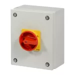 P3-80/SE3/SVB Rozłącznik ZAŁ-WYŁ, 3 bieg., 80A, w obudowie ze stali, pokrętło czerwono-żółte z blokadą na kłódkę