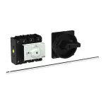 P3-80/M4/SVB-SW/N Rozłącznik główny, 3 bieg.+N, 80A, funkcja awaryjnego zatrzymania, blok. na kłódkę w pozycji Wył., z 400 mm metalową osią, montaż rozłączny, pokrętło czarne z blokadą na kłódkę