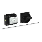 P3-80/M4/SVB-SW/N Rozłącznik główny, 3 bieg.+N, 80A, funkcja awaryjnego zatrzymania, blok. na kłódkę w pozycji Wył., z 400 mm metalową osią, montaż rozłączny, pokrętło czarne z blokadą na kłódkę