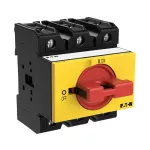 P3-80/IVS-RT Rozłącznik ZAŁ-WYŁ, 3 bieg., 80A, montaż na szynę TH, pokrętło czerwono-żółte bez możliwości blokady