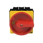 P3-80/V/SVB/2HI11 Rozłącznik główny, 3 bieg.+2NO+2NC, 80A, montaż rozłączny, pokrętło czerwono-żółte z blokadą na kłódkę