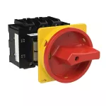 P3-80/V/SVB/2HI11 Rozłącznik główny, 3 bieg.+2NO+2NC, 80A, montaż rozłączny, pokrętło czerwono-żółte z blokadą na kłódkę
