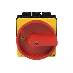 P3-80/V/SVB/2HI11 Rozłącznik główny, 3 bieg.+2NO+2NC, 80A, montaż rozłączny, pokrętło czerwono-żółte z blokadą na kłódkę