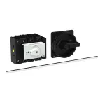 P3-80/M4/SVB-SW/N/HI11 Rozłącznik główny, 3 bieg.+N+1NO+1NC, 80A, funkcja awaryjnego zatrzymania, blok. na kłódkę w pozycji Wył., z 400 mm metalową osią, montaż rozłączny, pokrętło czarne z blokadą na kłódkę