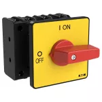 P3-80/E-RT/N Rozłącznik ZAŁ-WYŁ, 3 bieg.+N, 80A, montaż natablicowy, pokrętło czerwono-żółte bez możliwości blokady