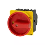 P3-80/EA/SVB Rozłącznik główny, 3 bieg., 80 A, montaż natablicowy, pokrętło czerwono-żółte z blokadą na kłódkę