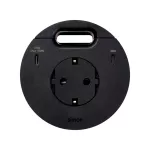 Simon 400 TS4-3351001-138 S400 Flash90,meblowe gniazdo zasilające z uziemieniem (Schuko) z ładowarką USB-C 100W i przepustem kablowym;czarny