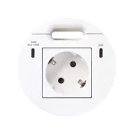 Simon 400 TS4-KR3510001-9 S400 Flash90 K45, meblowe gniazdo zasilające z uziemieniem (Schuko) z ładowarką USB-C 100W i przepustem kablowym, IP20, 16A, biały, wym. montażowe: Ø80mm;biały