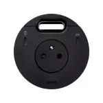Simon 400 TS4-3333301-238 S400 Flash90,meblowe gniazdo zasilające z uziemieniem (bolec uziemiający) z ładowarką USB-C 20W, portem USB-C DATA i przepustem kablowym – stacja dokująca 2x HDMI + LAN + 3x USB-A;czarny