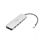 Simon 400 TS4-3333301-130 S400 Flash90,meblowe gniazdo zasilające z uziemieniem (Schuko) z ładowarką USB-C 20W, portem USB-C DATA i przepustem kablowym – stacja dokująca 2x HDMI + LAN + 3x USB-A ;biały