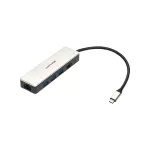 Simon 400 TS4-3332301-138 S400 Flash90,meblowe gniazdo zasilające z uziemieniem (Schuko) z ładowarką USB-C 20W, portem USB-C DATA i przepustem kablowym – stacja dokująca 1x HDMI + LAN + 3x USB-A;czarny