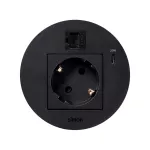 Simon 400 TS4-KR3310023-14 S400 Flash90 K45,meblowe gniazdo zasilające z uziemieniem (Schuko) z ładowarką USB-C 20W i złączem RJ45 kat. 6 UTP (mocowanie Keystone);czarny