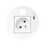 Simon 400 TS4-KR3320013-9 S400 Flash90 K45,meblowe gniazdo zasilające z uziemieniem (bolec uziemiający) z ładowarką USB-C 20W i mocowaniem keyston na RJ45;biały