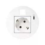 Simon 400 TS4-KR3310013-9 S400 Flash90 K45,meblowe gniazdo zasilające z uziemieniem (Schuko) z ładowarką USB-C 20W i plakietką RJ45 z mocowaniem Keystone;biały