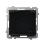 SONATA Gniazdo bryzgoszczelne z uziemieniem IP-44 z przesłonami torów prądowych wieczko przezroczyste - kolor czarny matowy