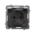 AS Gniazdo bryzgoszczelne z uziemieniem schuko IP-44 wieczko przezroczyste - kolor srebro