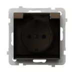 SONATA Gniazdo bryzgoszczelne z uziemieniem schuko IP-44 wieczko przezroczyste - kolor czekoladowy metalik