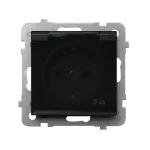 SONATA Gniazdo bryzgoszczelne z uziemieniem schuko IP-44 wieczko przezroczyste - kolor czarny matowy