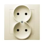 AS Gniazdo podwójne kompletne z ramką - kolor ecru
