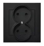 SONATA Gniazdo podwójne kompletne z ramką - kolor czarny matowy