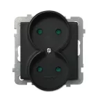 SONATA Gniazdo podwójne z przesłonami torów prądowych, moduł bez ramki - kolor czarny matowy