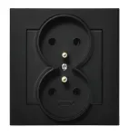 SONATA Gniazdo podwójne z uziemieniem kompletne z ramką - kolor czarny matowy