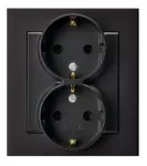 SONATA Gniazdo podwójne z uziemieniem schuko kompletne z ramką - kolor czarny matowy