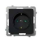 SONATA Gniazdo pojedyncze z uziemieniem schuko z przesłonami torów prądowych - kolor czarny matowy