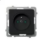 SONATA Gniazdo pojedyncze z uziemieniem z przesłonami torów prądowych - kolor czarny matowy