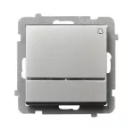 SONATA Łącznik zwierny "dzwonek" z podświetleniem niebieskim - kolor srebro mat